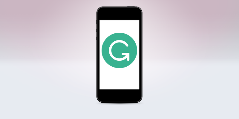 Grammarly logo on a smartphone screen